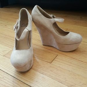 Tan Suede Wedges